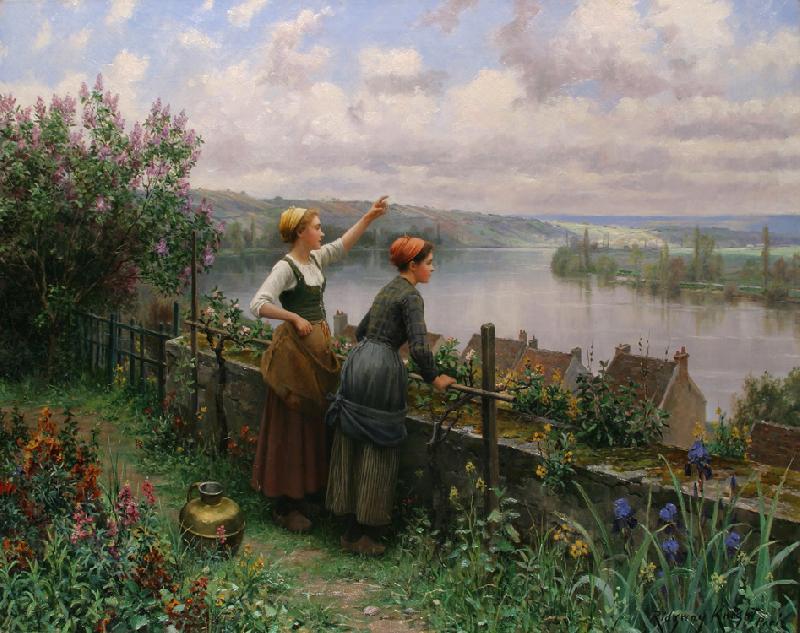 Daniel Ridgeway Knight Sur la Terrasse or Maria and Madeleine